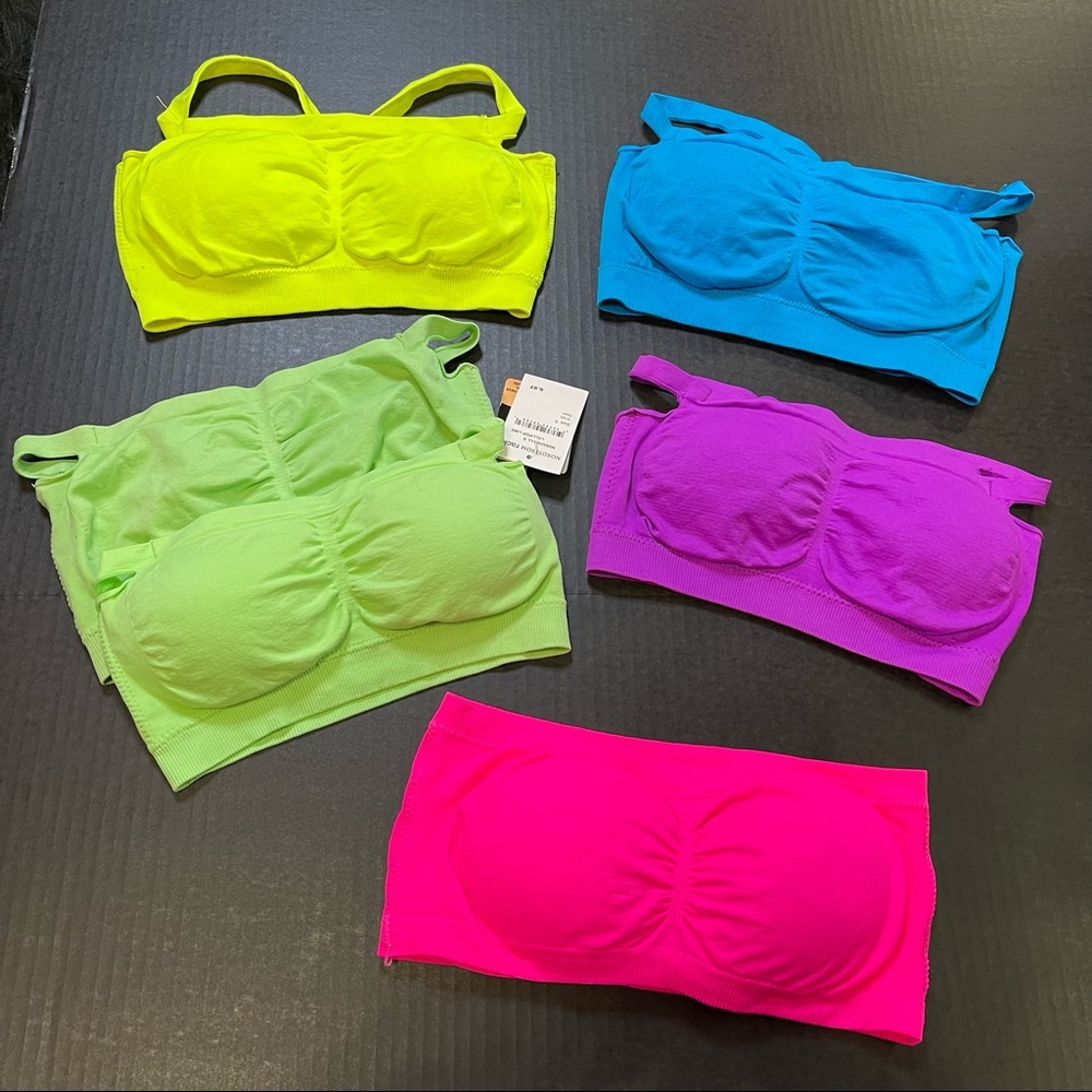 Bralettes All 6 in Neon Yellow, Green, Hot Pink, Blue & Purple Size S/M